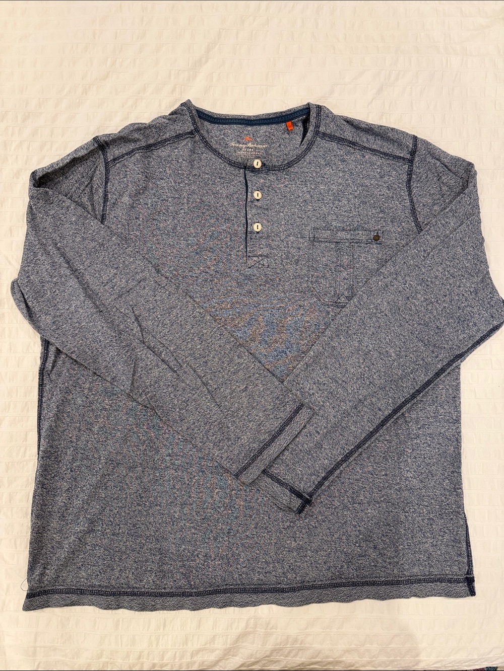 Tommy Bahama Men's Long-Sleeve Heather Navy Henley